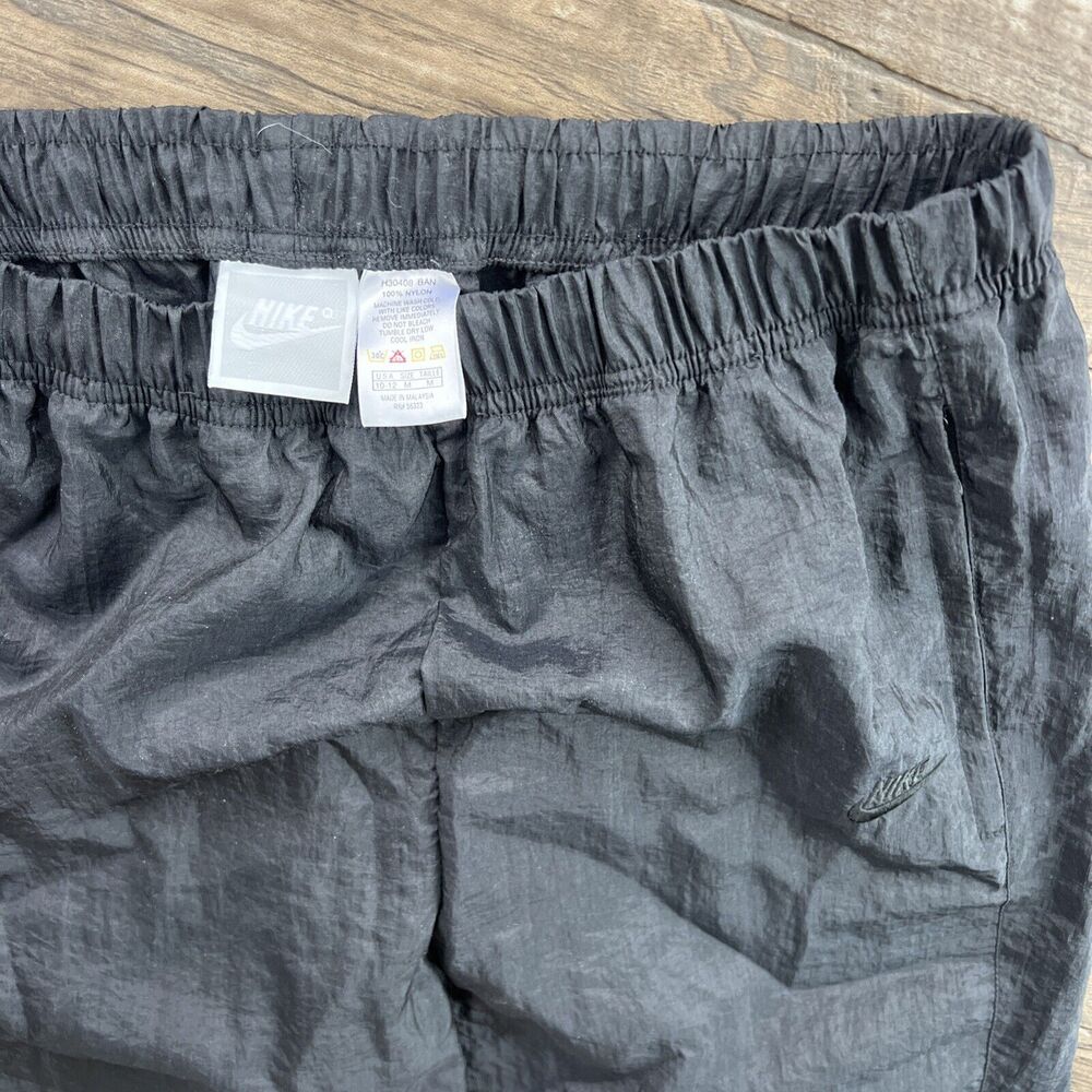 Nike Vintage 90s Track Pants Womens Siz Medium 10 12 Black Ankle Zip Windbreaker
